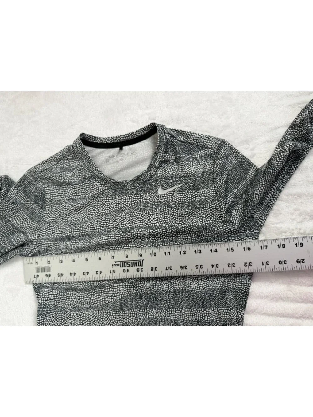 Nike Golf Womens Dri-Fit Black White Print Long Sleeve Top Small Stretch Sports